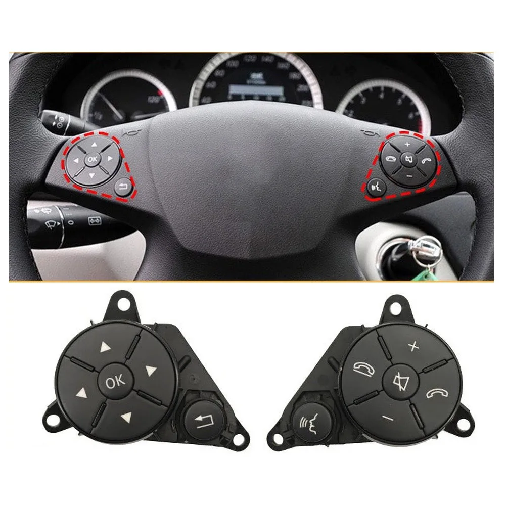 1 Pair Side Switch Button A2048210051 A2048210151 For Mercedes For Benz C-Class For W204 For W212 2012-16 Steering Wheel Control