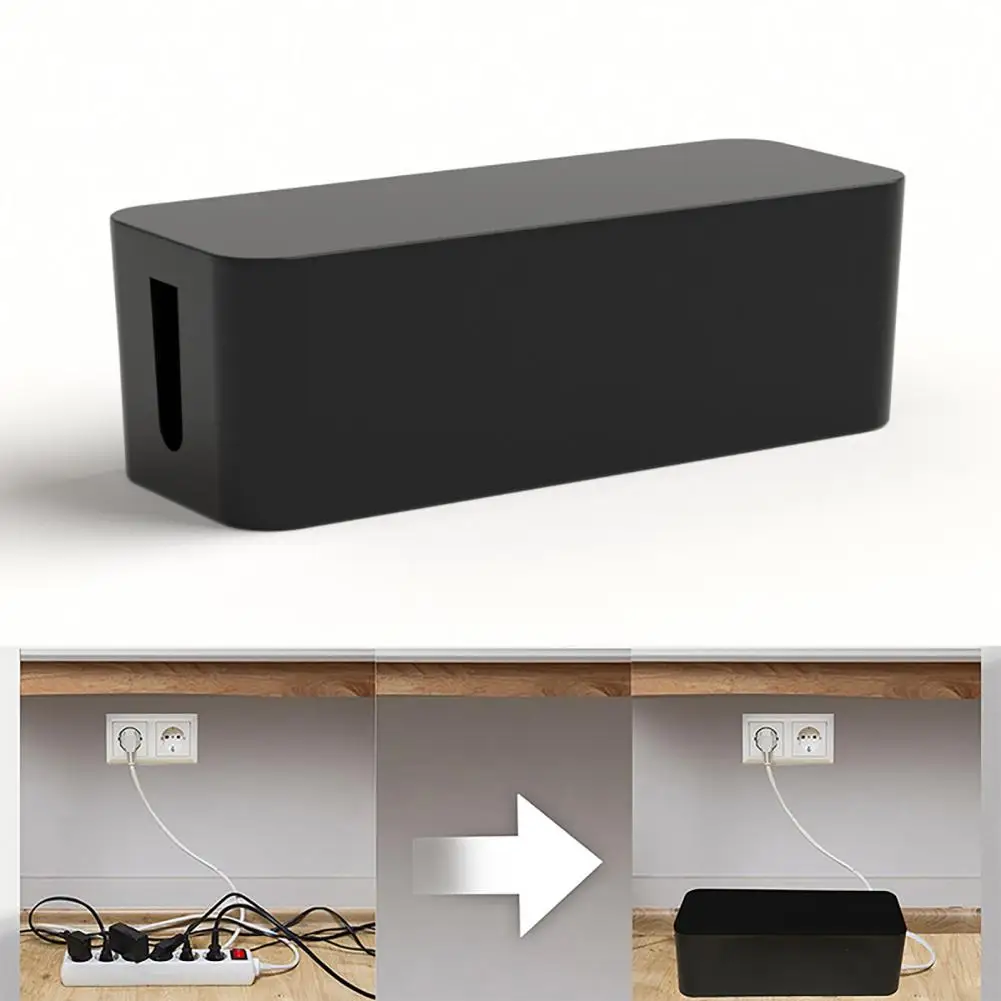 Power Strip Storage Box Multi-purpose Strong Bearing Capacity Good Hardness Desk Anti-skid Cable Management Box for Office