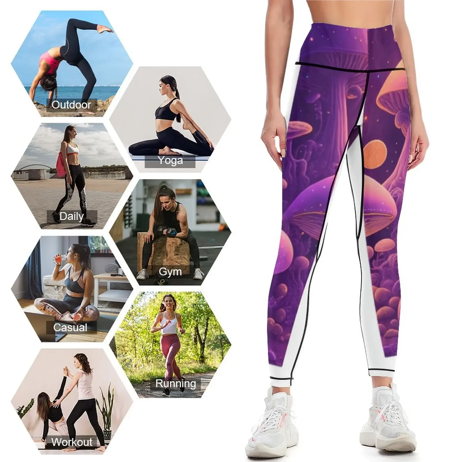 PLANETA DE MUSHROOMS Leggings leggings para esportes fitness para academia roupas de ginástica Leggings femininas