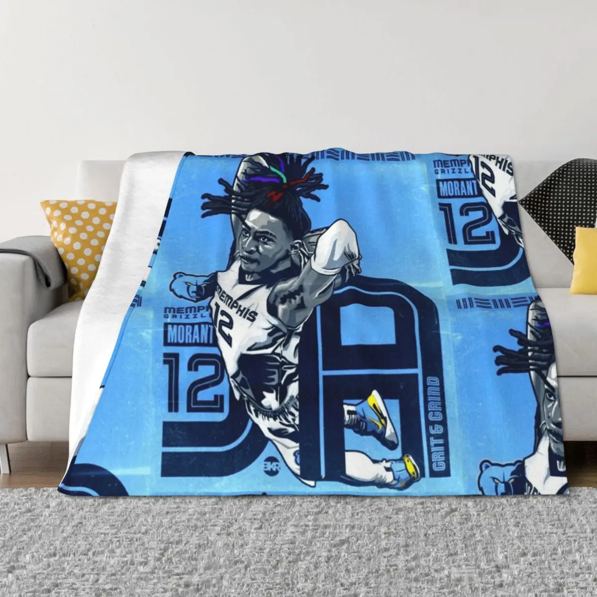 

Morant Grizzlies Throw Blanket Winter beds for sofa wednesday Plaid on the sofa Blankets