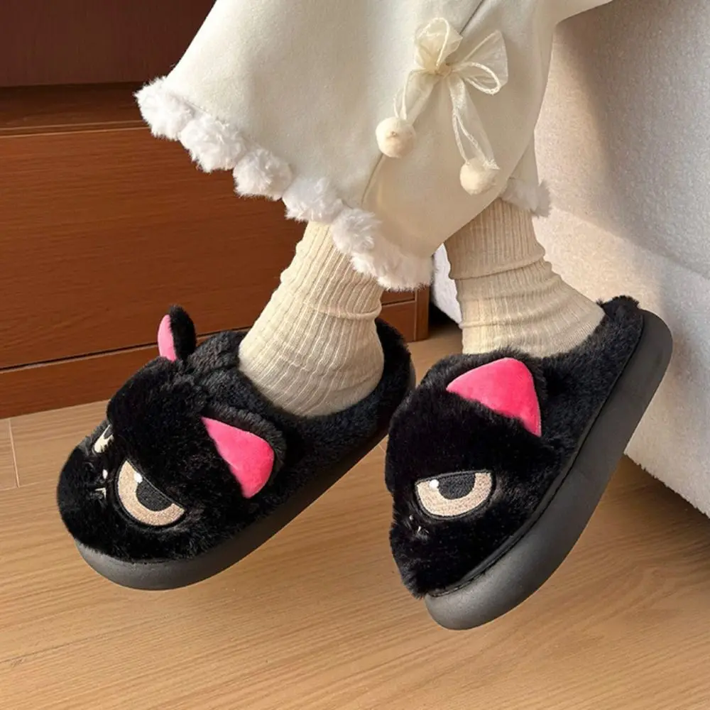

Homewear Winter Cat Plush Slippers Soft Anti-slip Cartoon Furry Slippers Thick Soled Thicken Warm Home Cotton Shoes Women Men