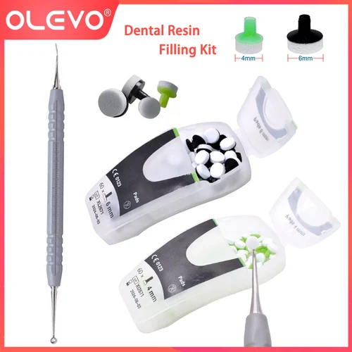 OLEVO-Kit compuesto Dental, almohadilla de espuma, herramientas de moldeo, mango, espátula, curación ligera, materiales de relleno de resina, odontología, blanqueamiento Dental