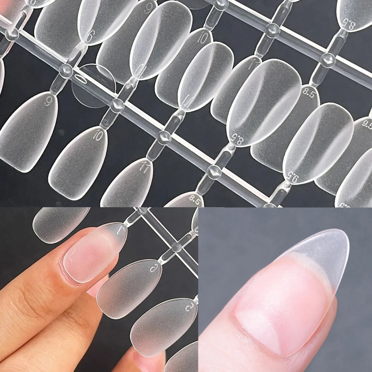 120pcs Full Cover Sculpted Nail Tips Clear XS Short Round Square Almond Fake Nail Extra Short Fake Nails Supplies Manicure