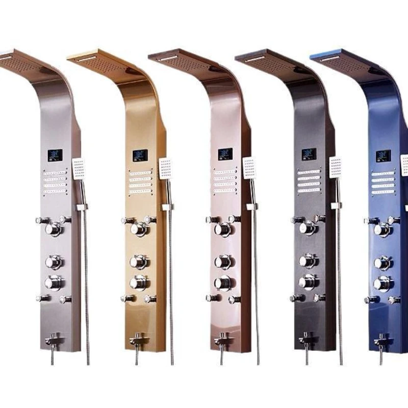 

L Shower screen shower set, all-copper mixing valve nozzle, bathroom shower, intelligent constant temperature wall-mounted type