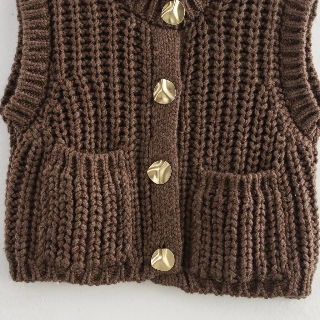 

Women's Street Fashion Thick Needle Knitted Vest Autumn Winter New European American Style Fashion
