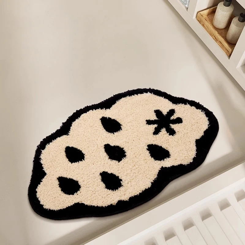 Tufting Black White Clouds Bathroom Mat Bathmat Rug Carpet Entrance Doormat Floor Anti Slip Pad Aesthetic Home Decor 40x60cm