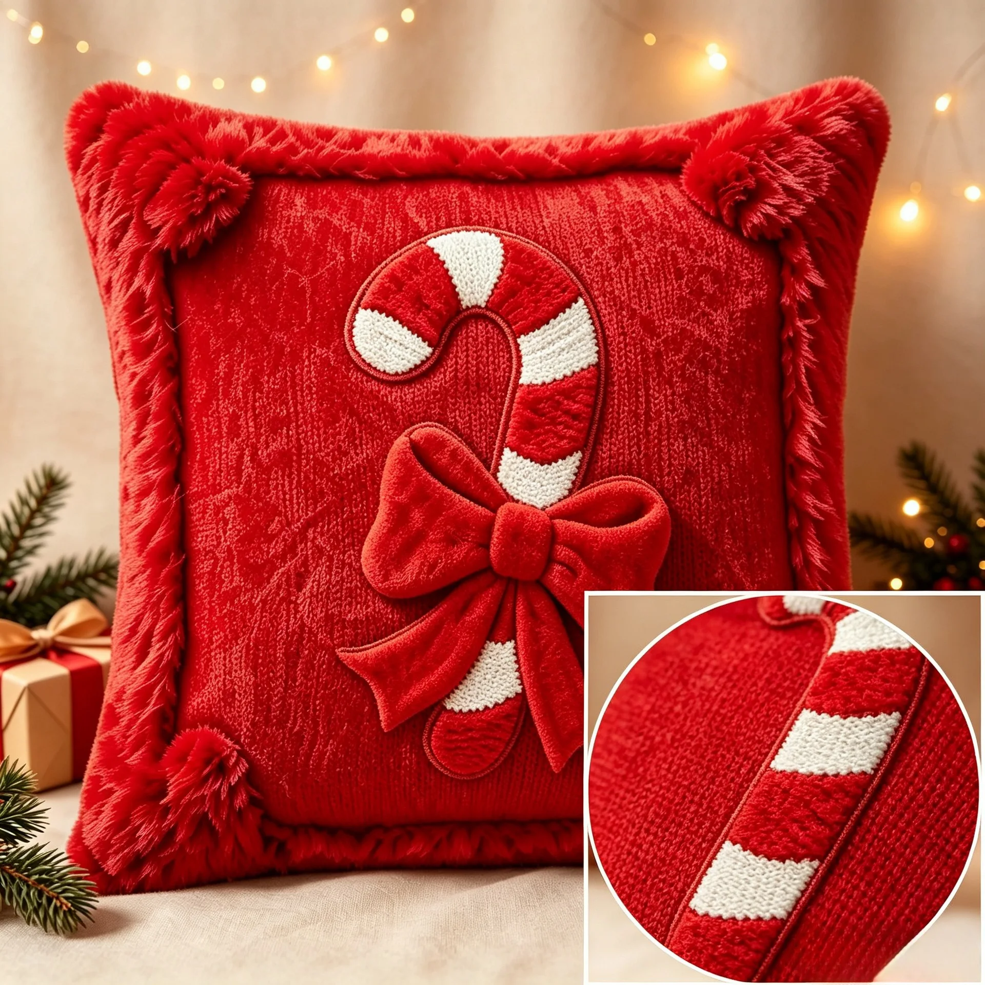 Christmas Throw Pillow Cover,Candy Cane Christmas Throw Pillow Cover,Xmas Holiday Decorative Pillowcase for Sofa Home Decoration