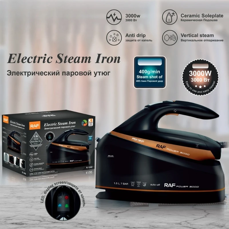 220V/240V 3000W Steam Iron and Vertical Steamer for Clothes with Non-Stick Ceramic Soleplate Rapid Heating 1.5L Water Tank