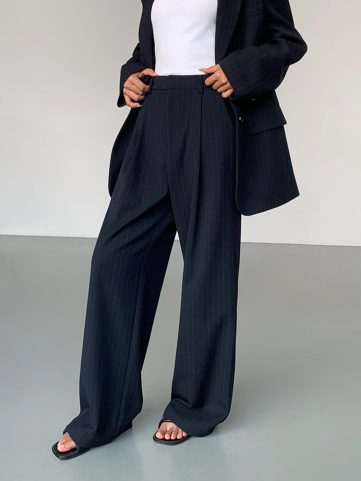 

Ousph Bla повседневные прямые брюки женские с высокой талией широкие длинные брюки осень-зима новый Sle премиум-дизайн Sense