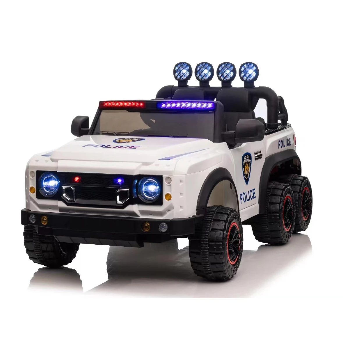 24v Kids Ride On Police Car Parents Remote Control,Anti-Collision Bar,Front& Top Alarm Light Design,Police Car Sticker,Megaphone