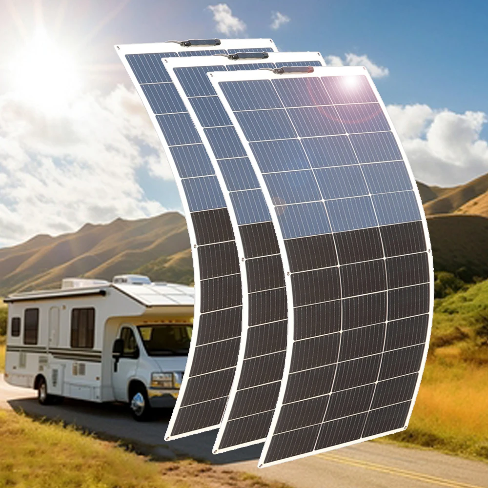 12V Solar Panel 450W 400W 300W 150W Flexible Photovoltaic Panel 12V 24V Battery Charger Camper Boat Home Roof Balcony Travel