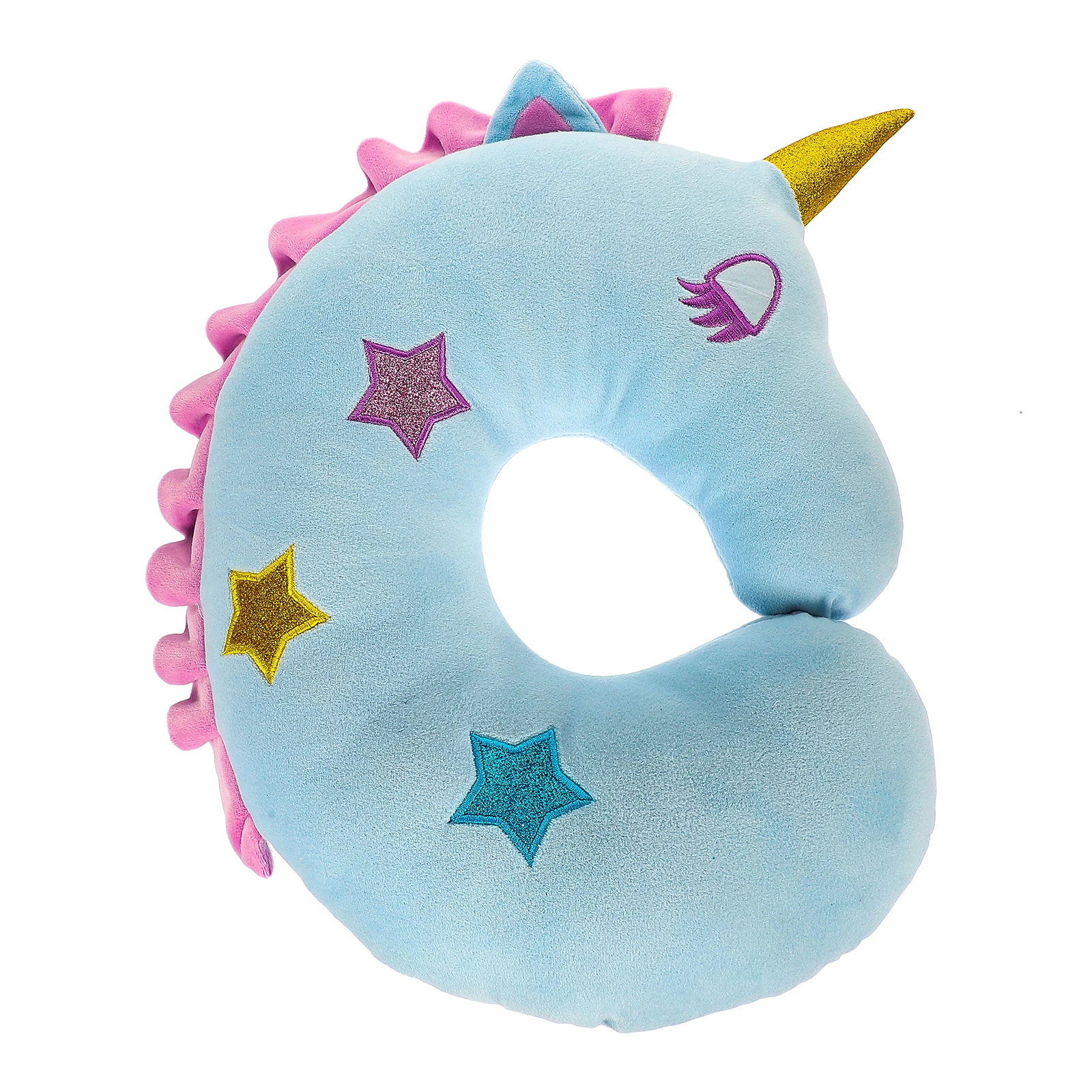 

Cartoon Unicorn Neck Pillow U-shaped Blue Color Soft Cushion Kids Sleeping Office Lumbar Support Baby Bedding