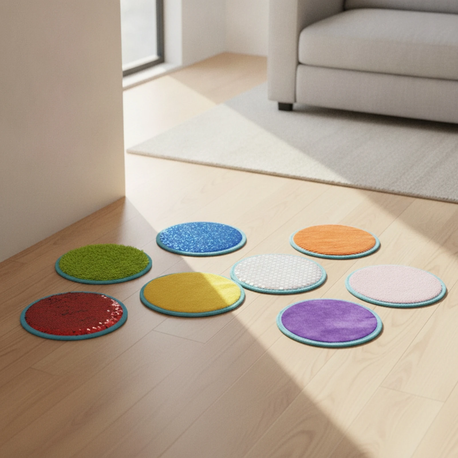 Tactile Mat with Grommet Lightweight Sensory Mat Fidget Sensory Mats Hands-on Mini Floor Tiles Multisensory