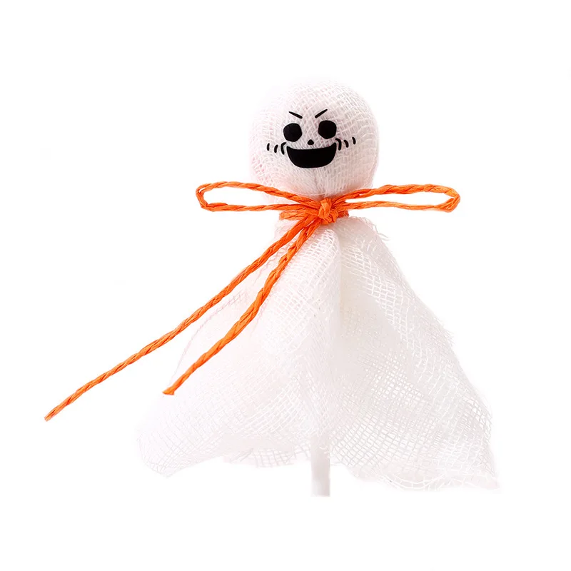 12Pcs New Halloween Ghost Pumpkin Lollipop Decoration DIY Candy Packing Cloth with Sticker Decor Kids Halloween Party Supplies