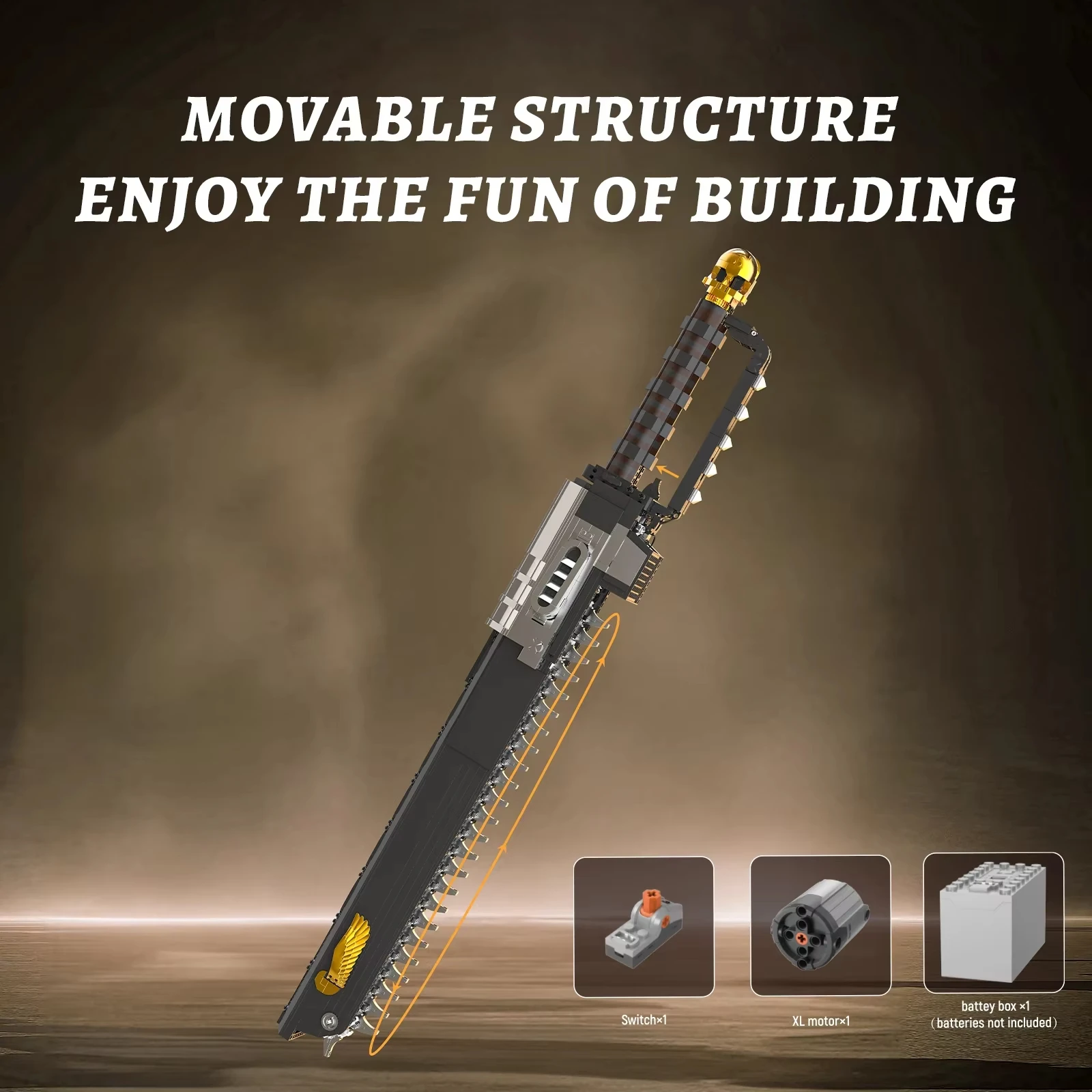 2856 個電動チェーンソードビルディングセット - 40K テクニカル STEM 電気武器モデルキット子供 & 大人へのギフト