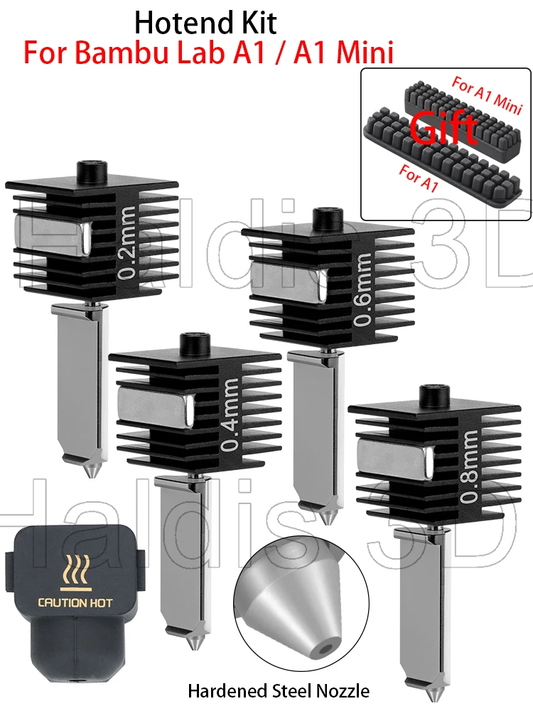 Zestaw Hotend do Bambu Lab A1/A1 Mini 0.2/0.4/0.6/0.8mm, szybki, z dyszą ze stali hartowanej, moduł Hot End do A2L, część zamienna — zdjęcie produktu 7
