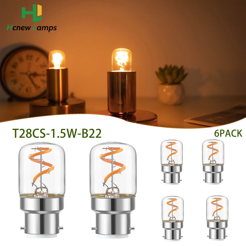 B22 Bayonet Base T28 Mini Tube Spiral Filament bulbs 220V 1.5W Warm White Clear Glass For Pendant Party Garden Decorative Bulbs