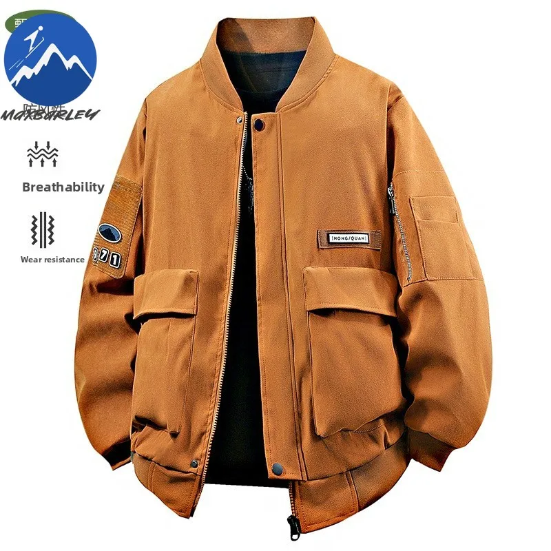 

Maxbarley 8xl Vintage Baseball Jacket Men Autumn 2025 Fashion Letters Multi Pocket Windproof Coat Hiking Hunting Working Jackets