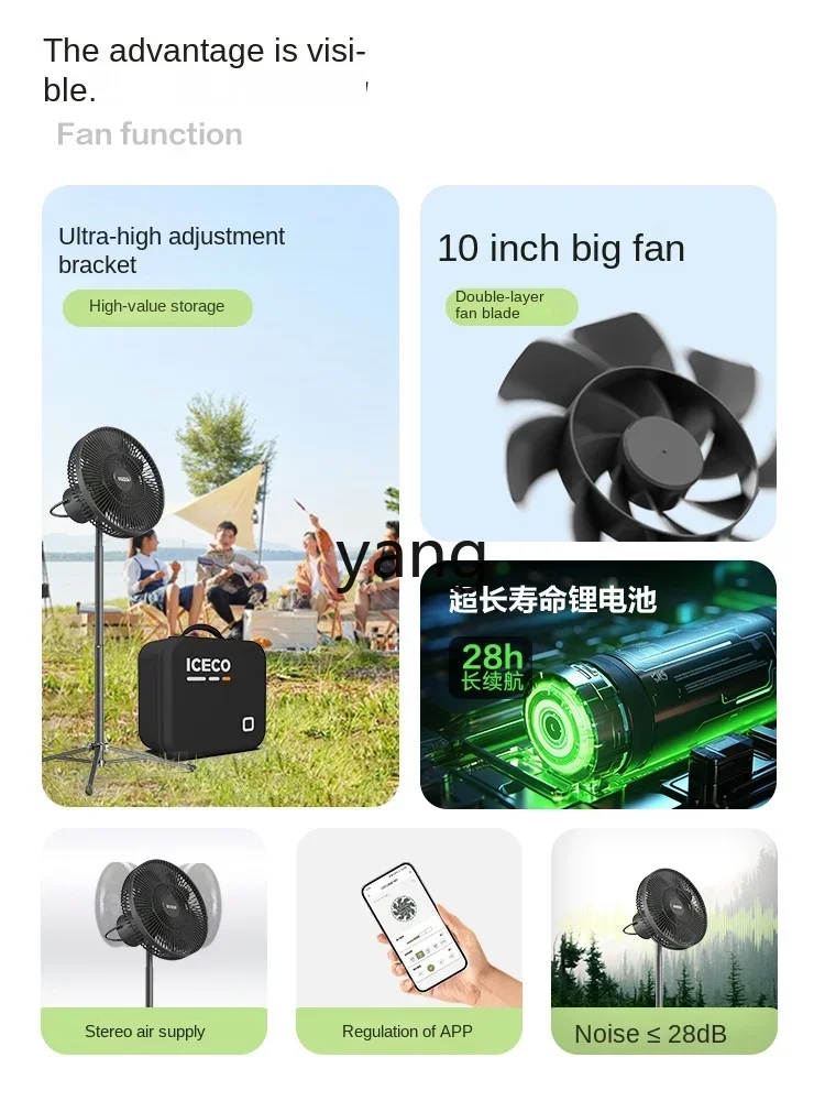 L'm'm Multi-Person Camping Self-Driving Max Airflow Rate Long Endurance Portable Storage Floor Fan