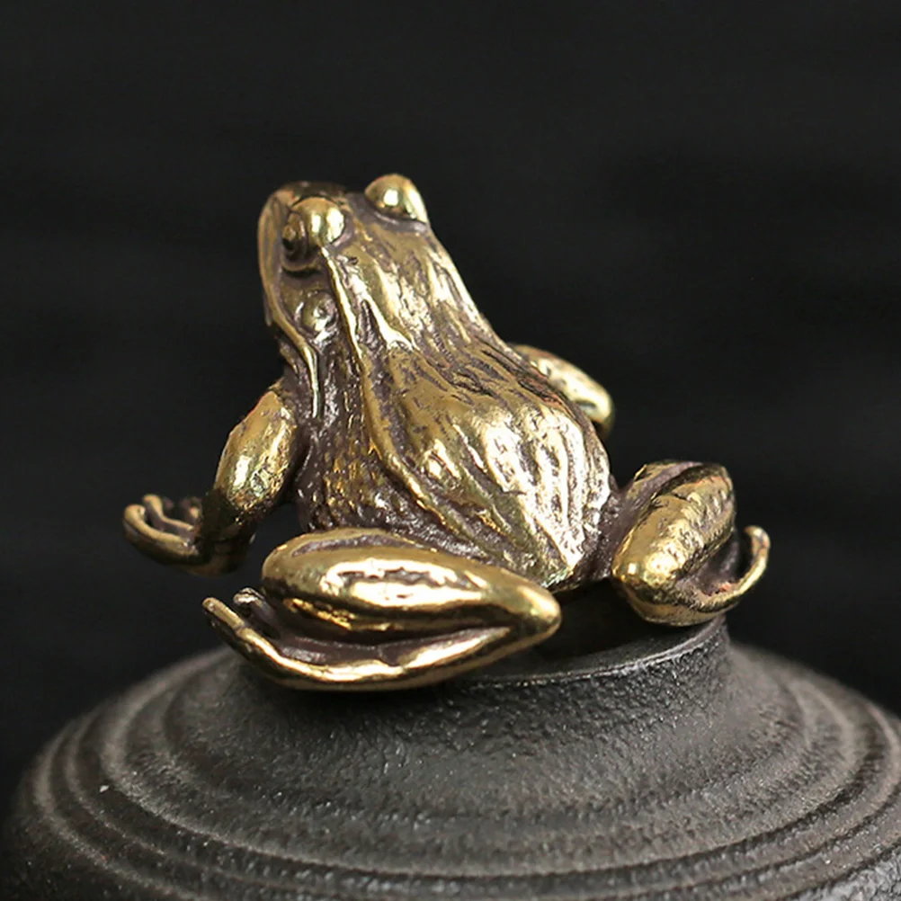 

Retro Brass Solid Frog Desktop Decorative Ornament Statues Garden Animal Pagoda Outdoor for Frogs Work Office