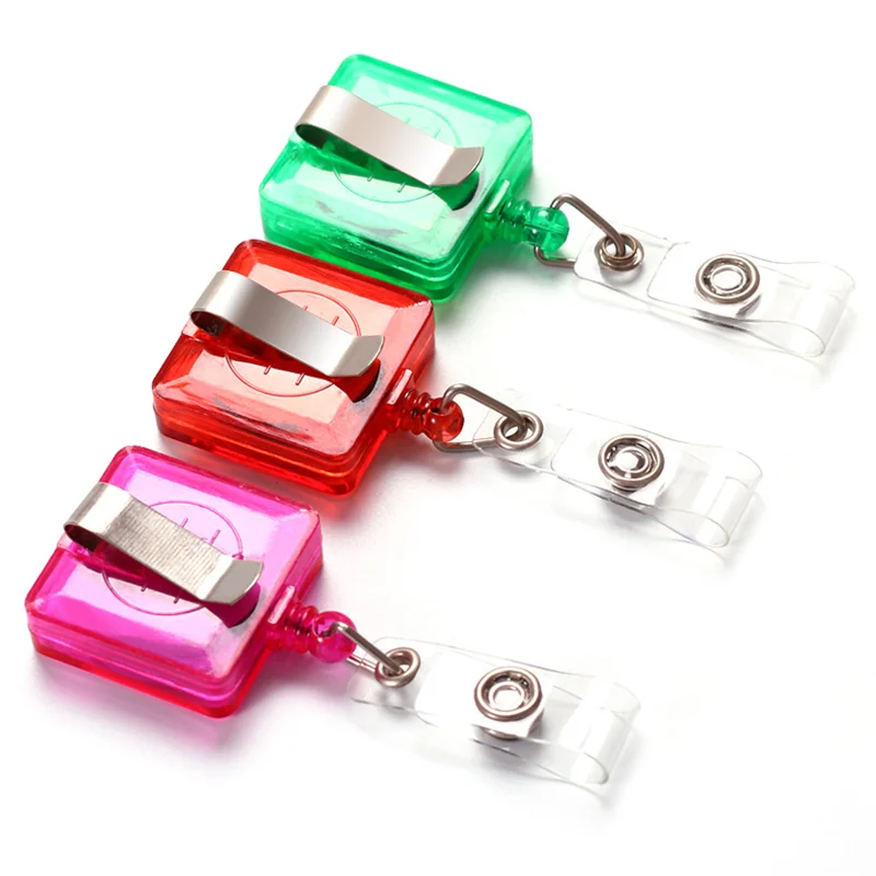 

Square Clear Retractable Lanyard Clip 10pcs/pack for School Education Employees Work Credentials Badges Reel Pass ID Card Holder