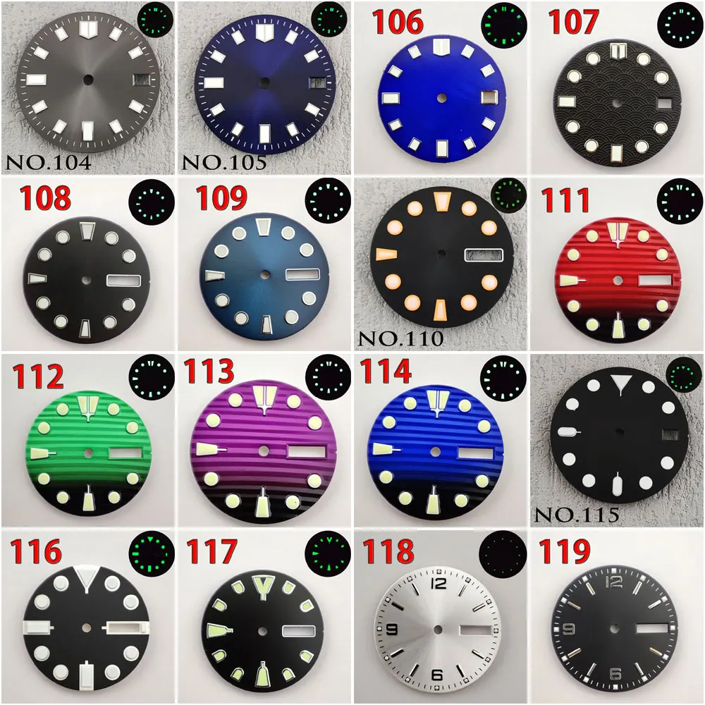 NH35 Dial Nh36 Watch Accessories 28.5mm Dial 29mm Luminous Sterile Dial Men's Watch Accessories Customized Logo Text