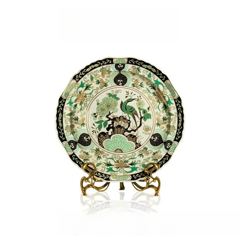 Ceramic disc with bracket, entrance Bogu rack wine cabinet desktop decoration ornament