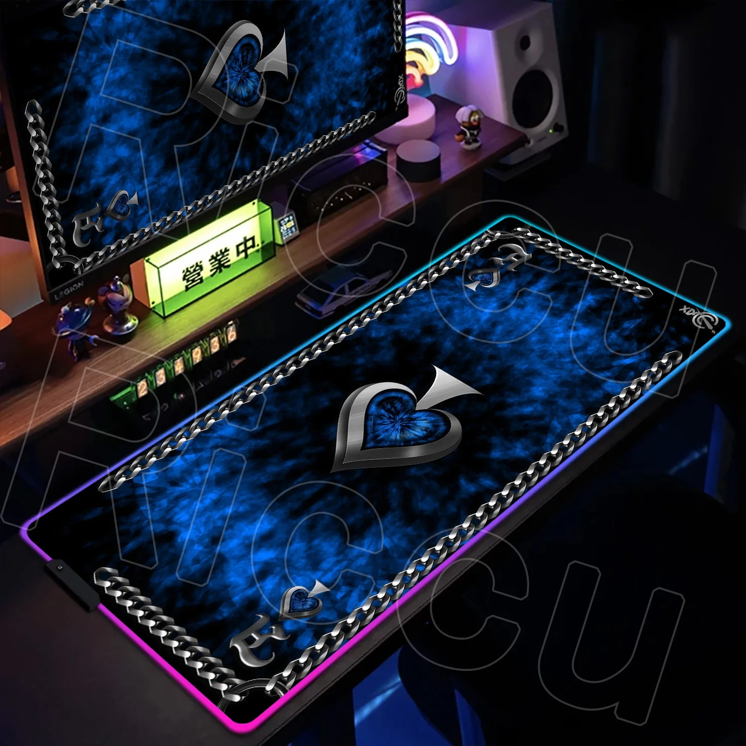 

RGB XXL 400x900mm Rubber Poker back of the card Table Mouse Pad Office Keyboard Gaming Table expand Desk Mat Players Game LEDMat