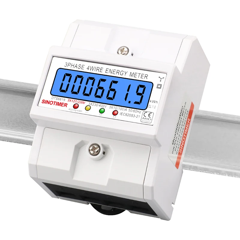 3 Phase 4 Wires Din Rail Energy Meter Power Consumption Monitor kWh Meter Wattmeter 3*127/220V 3*230/400V 50/60HZ 100A