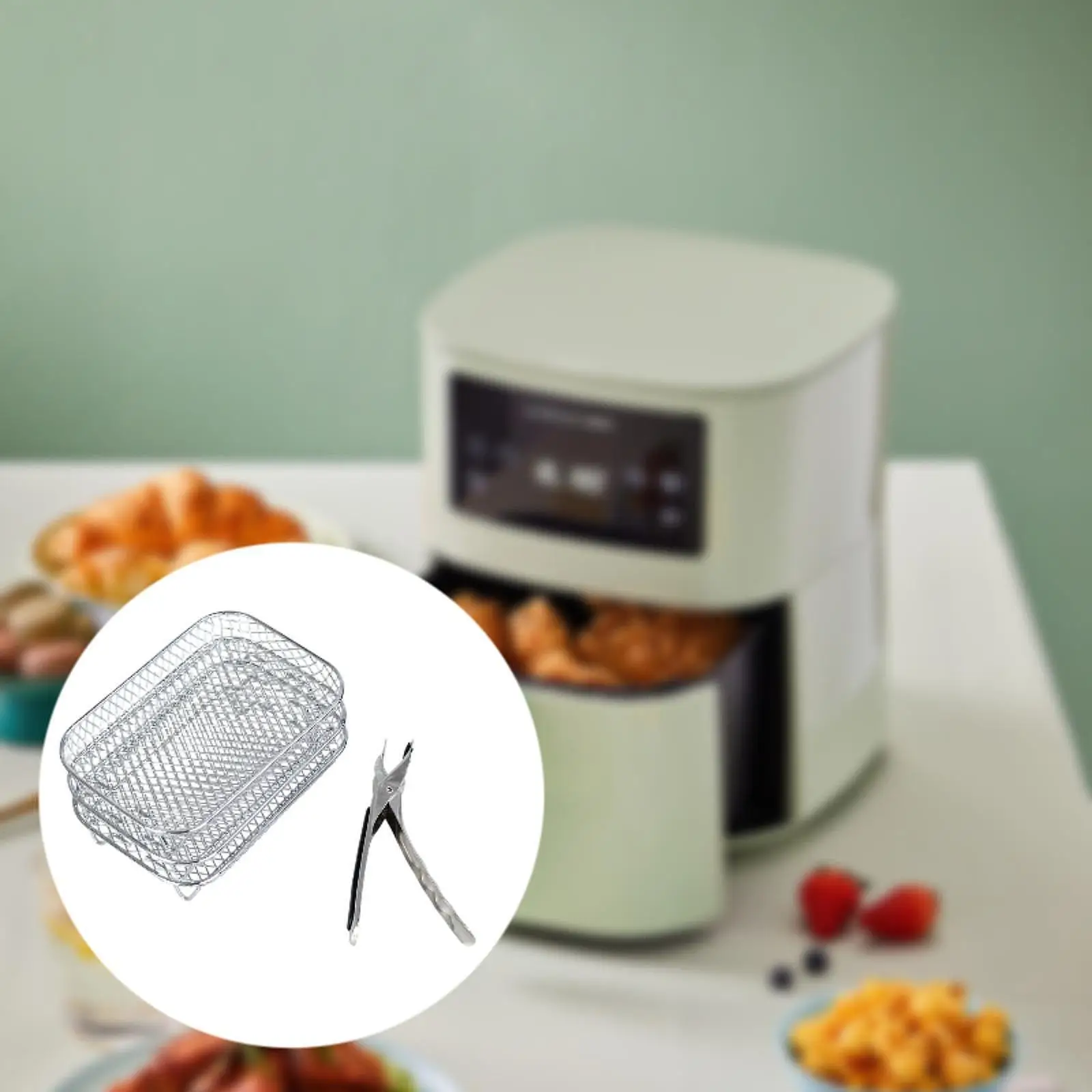 Rejilla para freidora de aire de Metal, 3 uds., con Clip, rejilla para tostadas para cocinar galletas de cocina