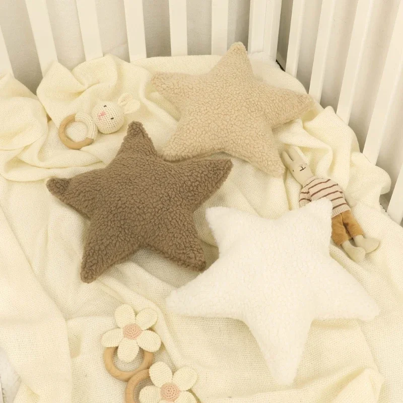 Solid Plush Nursery Decoration Star Shape Baby Pillow Props Plush Warm Posing Pillow Cushion for Newborn Photography