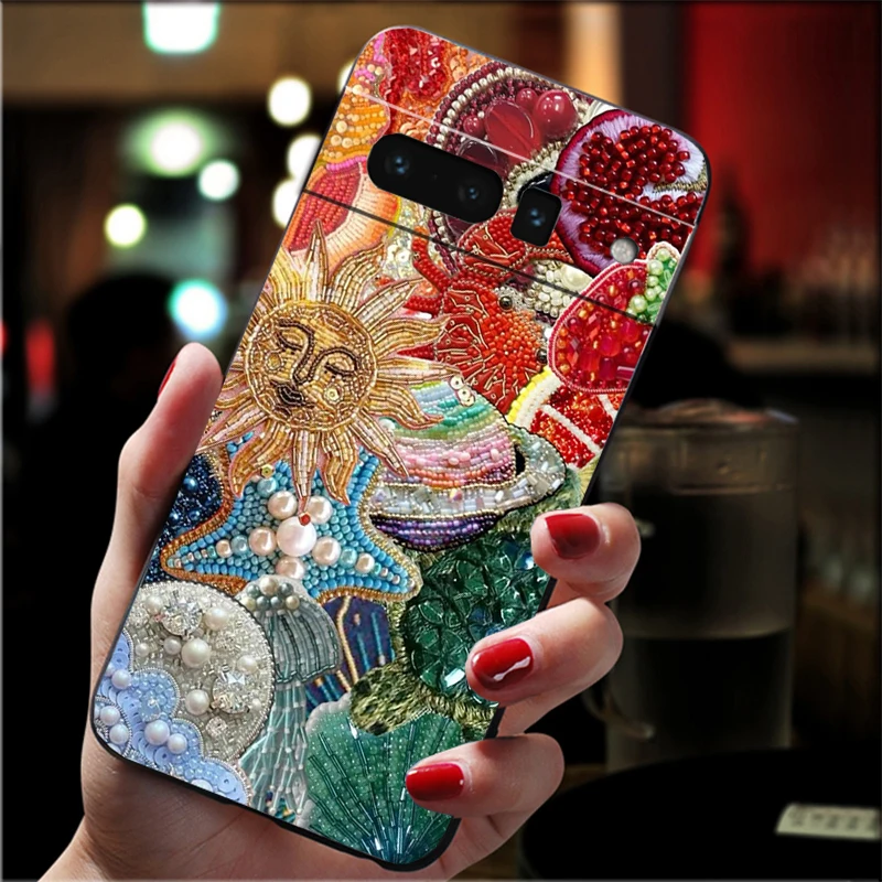 حافظة لهاتف جوجل بيكسل 10 9 برو XL 9A 8 7 6 برو بيكسل 8A 7A 6A بكسل 8 7 6 5 كواكب الفاكهة المطرزة حيوان المحيط