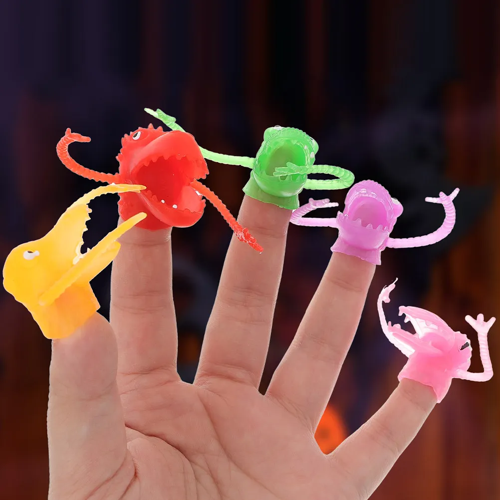 

5Pcs Mini Dinosaur Finger Covers Creative Interactive Play Parent Child Fun Small Hand Puppet for Kids Adults Bath Time
