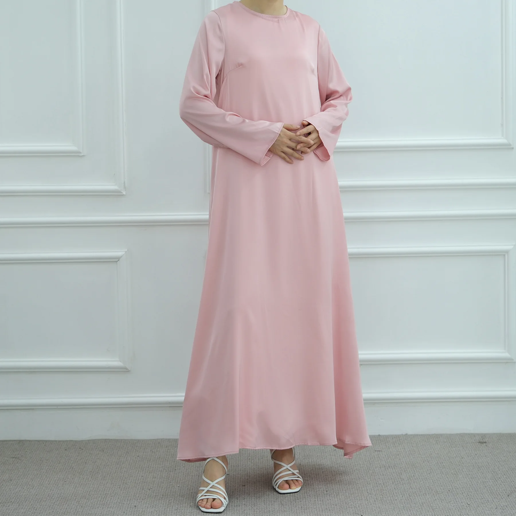 Moda Donna Abaya Musulmano Abito Interno Splendido Manica Lunga Donne Musulmane Tinta Unita Abaya Esterno per Le Donne Fornitore All'ingrosso