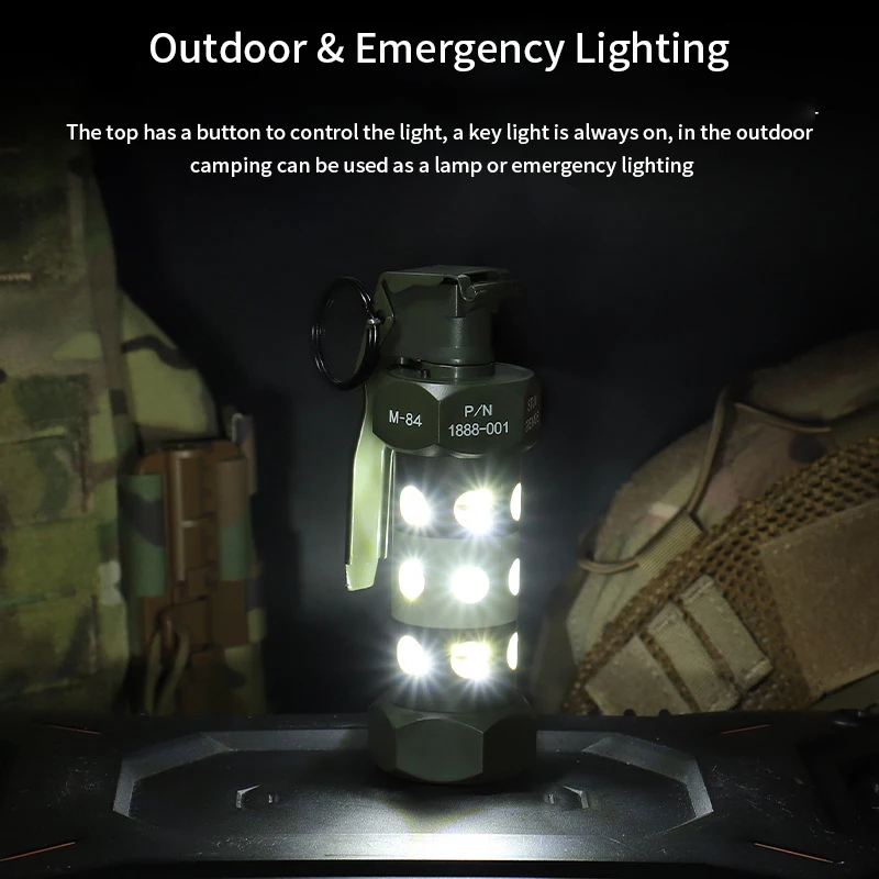 Imagem -03 - Outdoor Camping Led Light Tactical M84 Granada Manequim Sobrevivência Strobe Lamp Modelo de Imitação Cosplay Props Engrenagens Militares