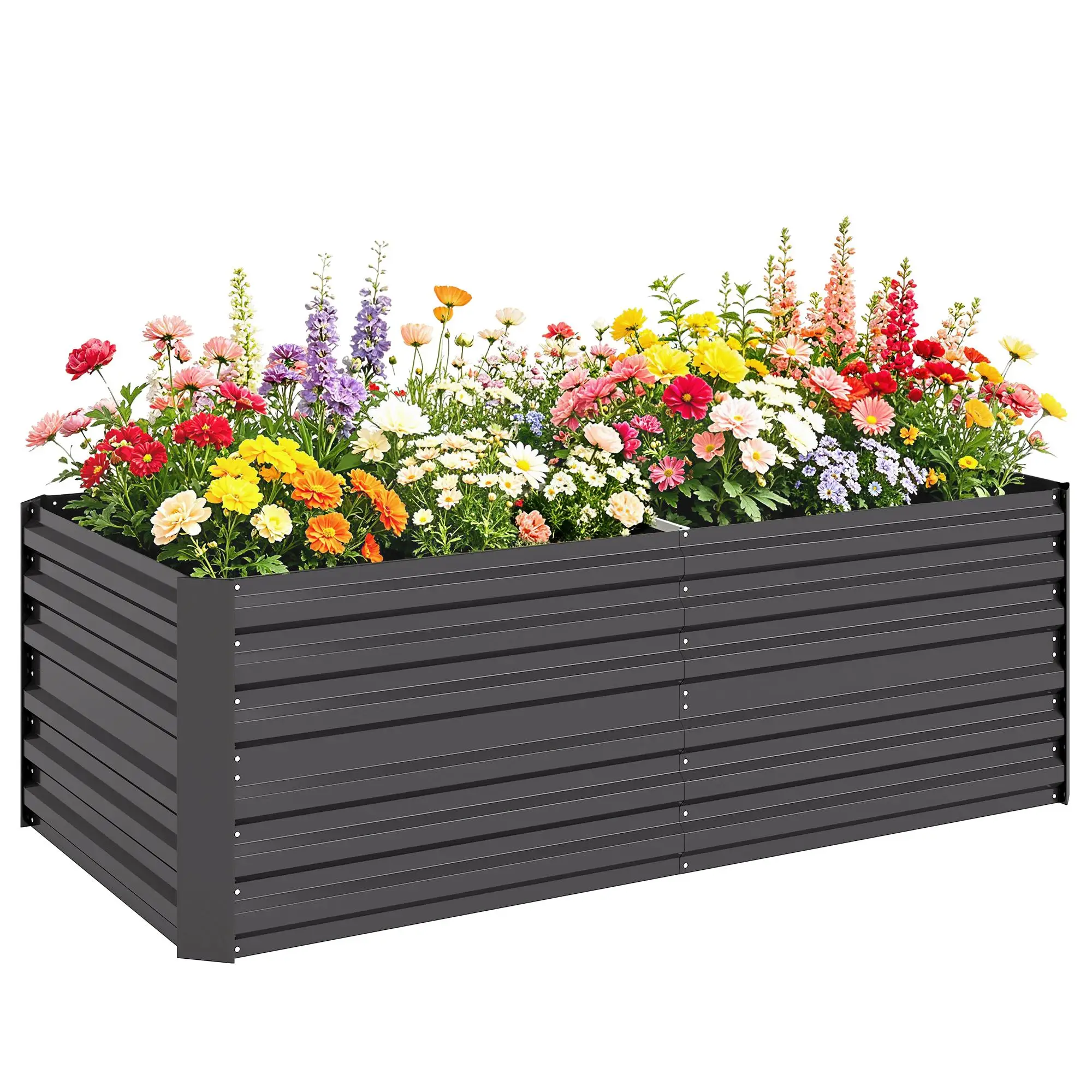 Lit surélevé en acier galvanisé avec tubes de renforcement 180 × 90 × 59 cm Gris foncé