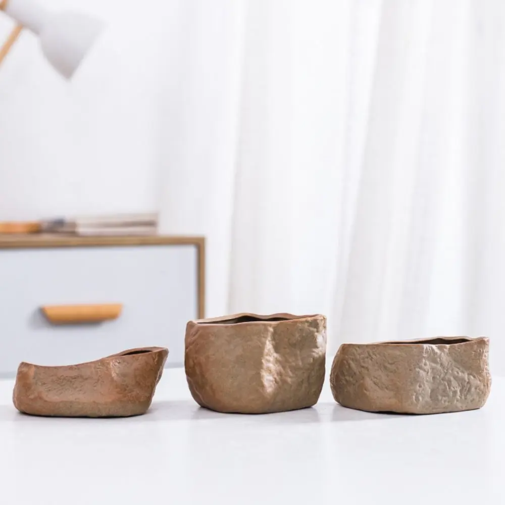 

Керамические горшки для суккулентов, износостойкий каменный контейнер для выращивания растений с дренажным отверстием, бонсай, горшок для цветов в горшке