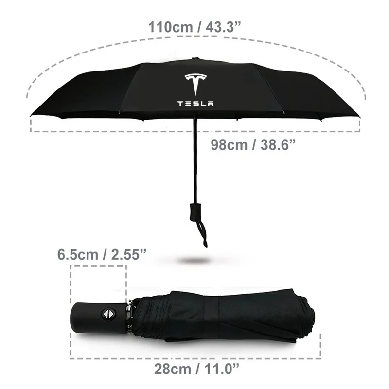 Windproof Double Layer Resistant Umbrella Fully Automatic Rain Umbrella For Tesla Model 3 Model X Model S Model Y Accessories