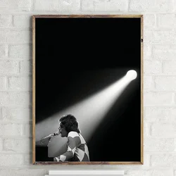 Poster Freddie Mercury Queen Playing Piano on Stage Singing Vintage Singer Canvas Painting Wall Art Print Nordic Gift Home Decor