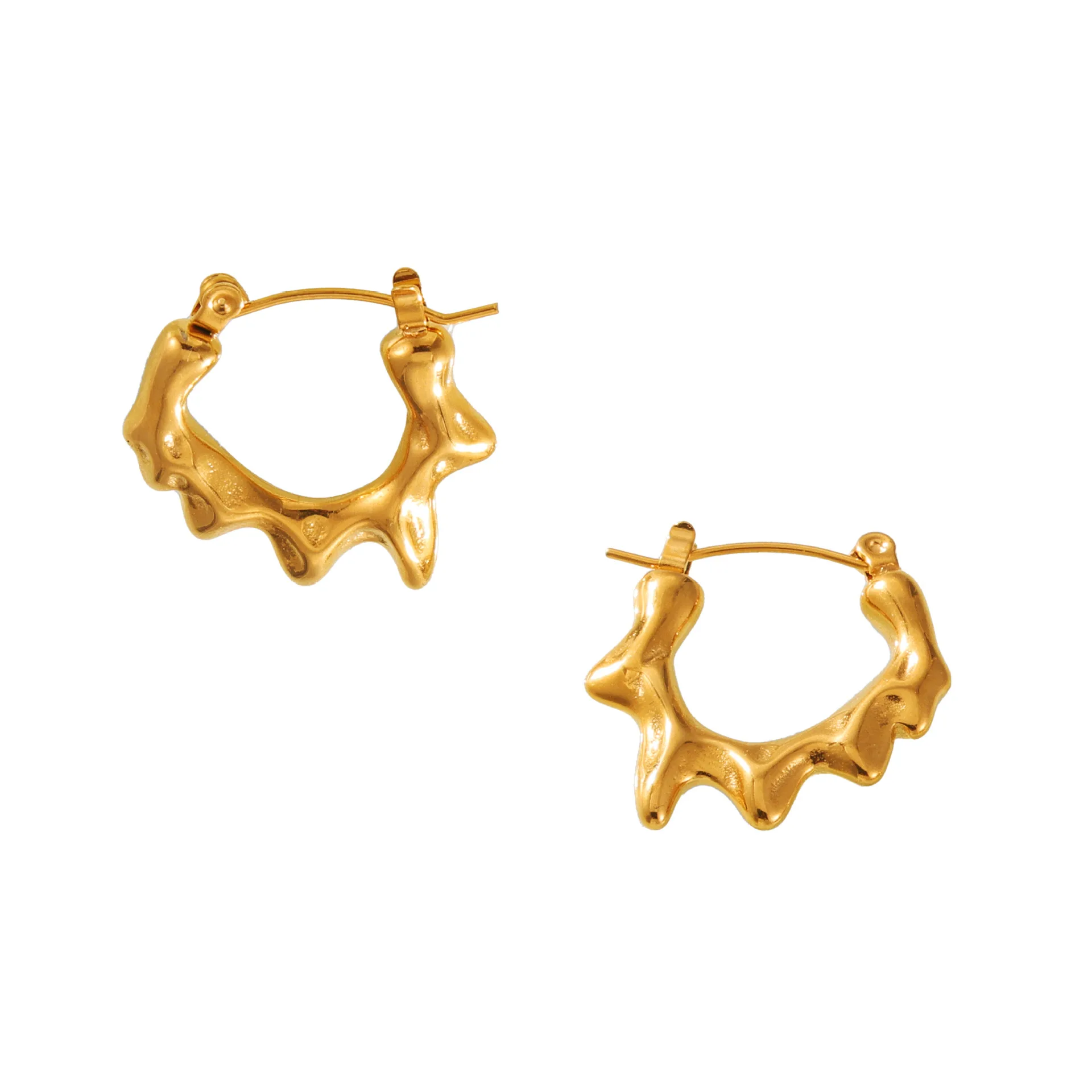 

New Personality Titanium Steel Gold Plated Earrings Melt Texture Design U-shaped Earrings Luxury Jewelry