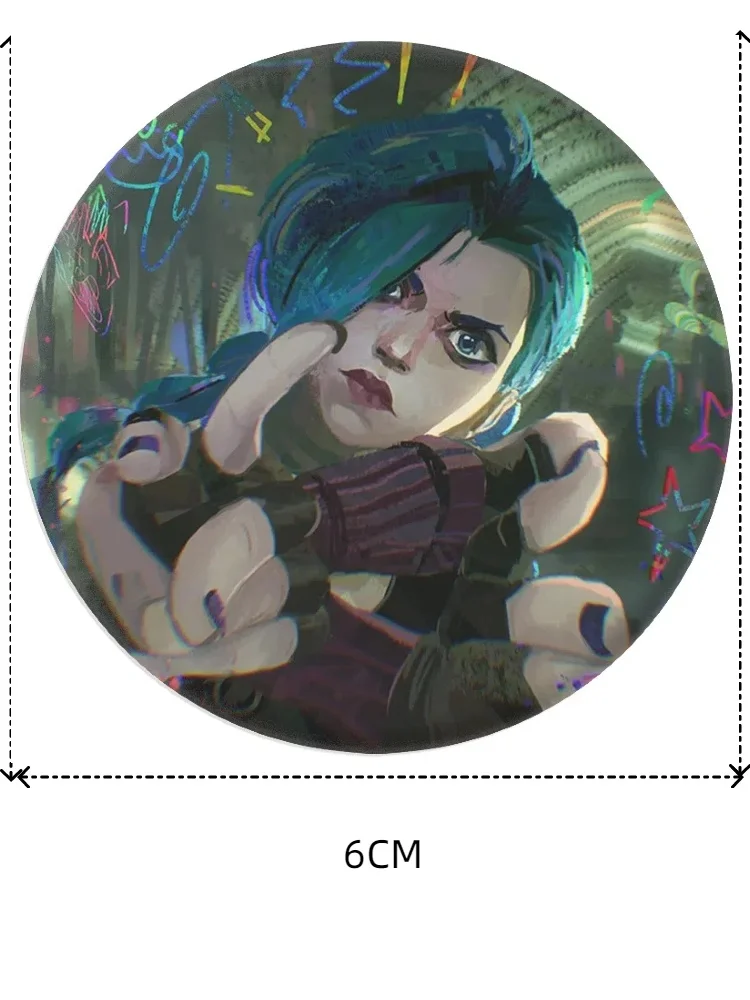 Arcane Jinx Tin Badge LOL Anime Character Pin Style Badge Exquisite Popular Anime Fan Pain Bag Trendy Decoration Diameter 6CM