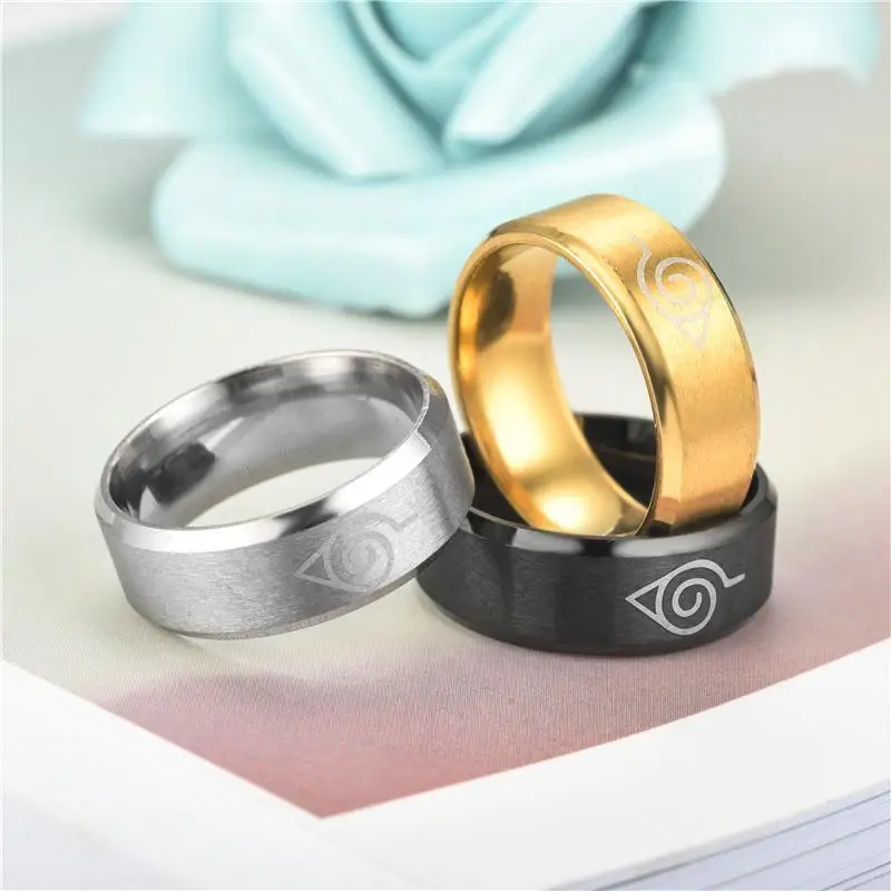 Naruto‑themed Stainless & Titanium Steel Ring Distinct Anime Accents Versatile Wearable Accessory For Shared‑Occasion - view 6