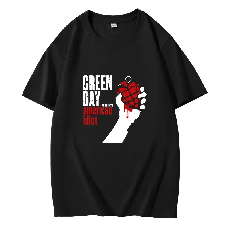 100% Cotton Men GREEN DAY Printed T-shirts 2024 Summer Women Oversized T-shirts Novelty Funny Streetwear Summer Comfortable Tee