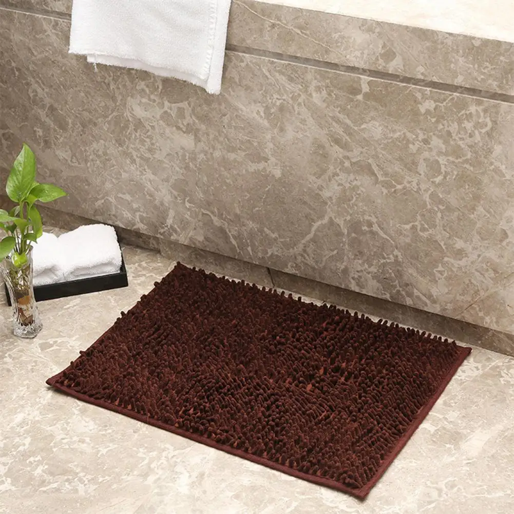 Chenille Floor Mat Plush Bathroom Mat Quick-drying Chenille Bathroom Rug with Long Hair Anti-slip Kitchen for Bedroom for Use