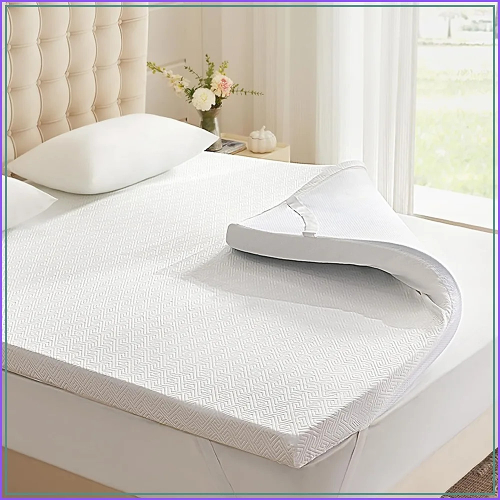3 Inch Memory Foam Mattress Topper Queen, Cooling Gel Infused, Non-Slip & Washable Cover for Back Pain Relief