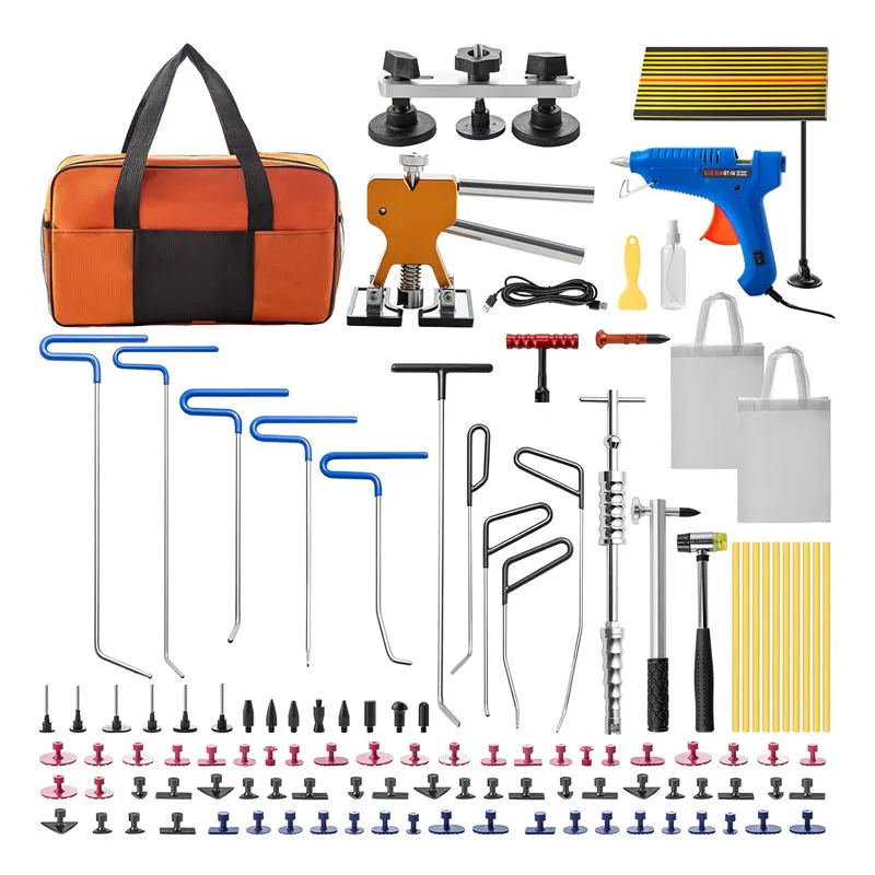 89PC Auto Body Paintless Dent Repair Kit Hail Pit Dent Puller with Glue Puller Tabs Remover Vehicle Tools