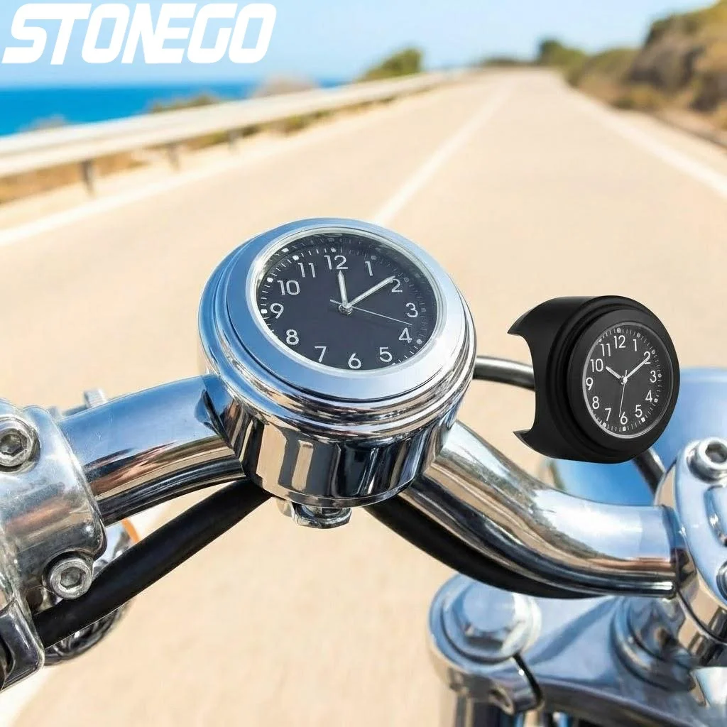 Motorcycle Waterproof Quartz Clock 78 Inch Chrome Handlebar Mount Luminous Aluminum Watch Bike Instrument Gauge