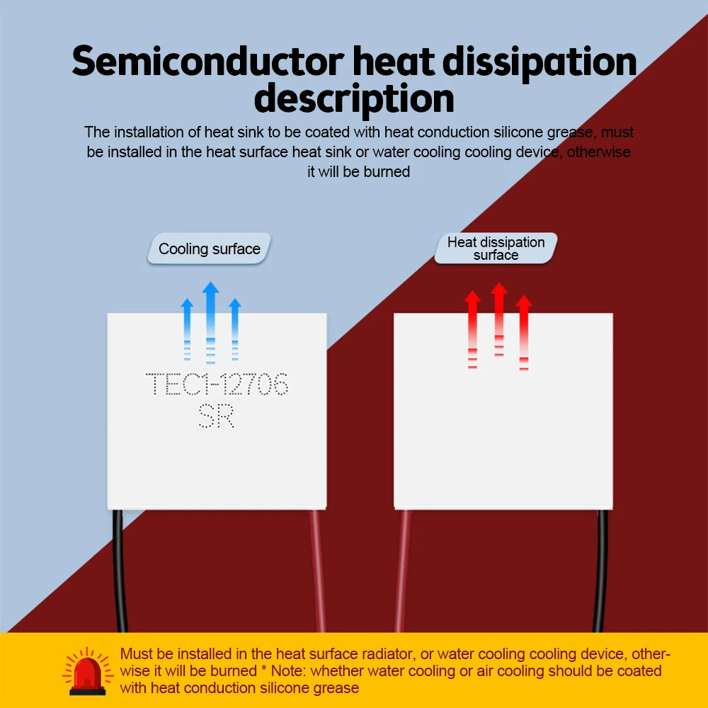 12V 6A TEC1-12706SR Thermoelectric Cooler Peltier 40*40MM New of Semiconductor Refrigeration Tablets Peltier Heatsink TEC Module
