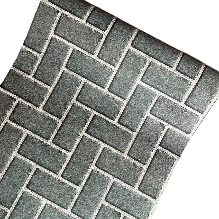 Grey Brick Peel and Stick Wallpaper Brick Stone Self Adhesive Removable 3D Textured Wall Paper for Kitchen Living Room Bedroom