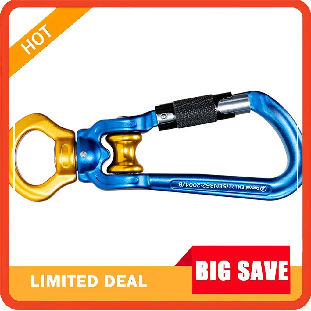 Portable Carabiner Wheel Lock D-shaped Quickdraw for Hiking Outdoor